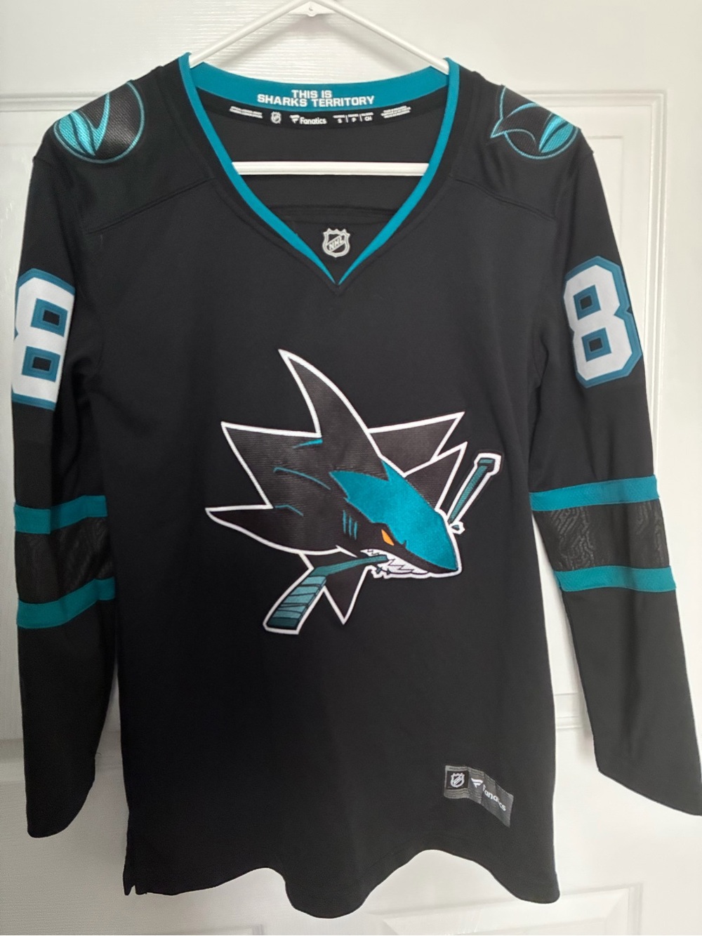 San Jose Sharks Women’s Black Teal Hockey Jersey - Official NHL Apparel